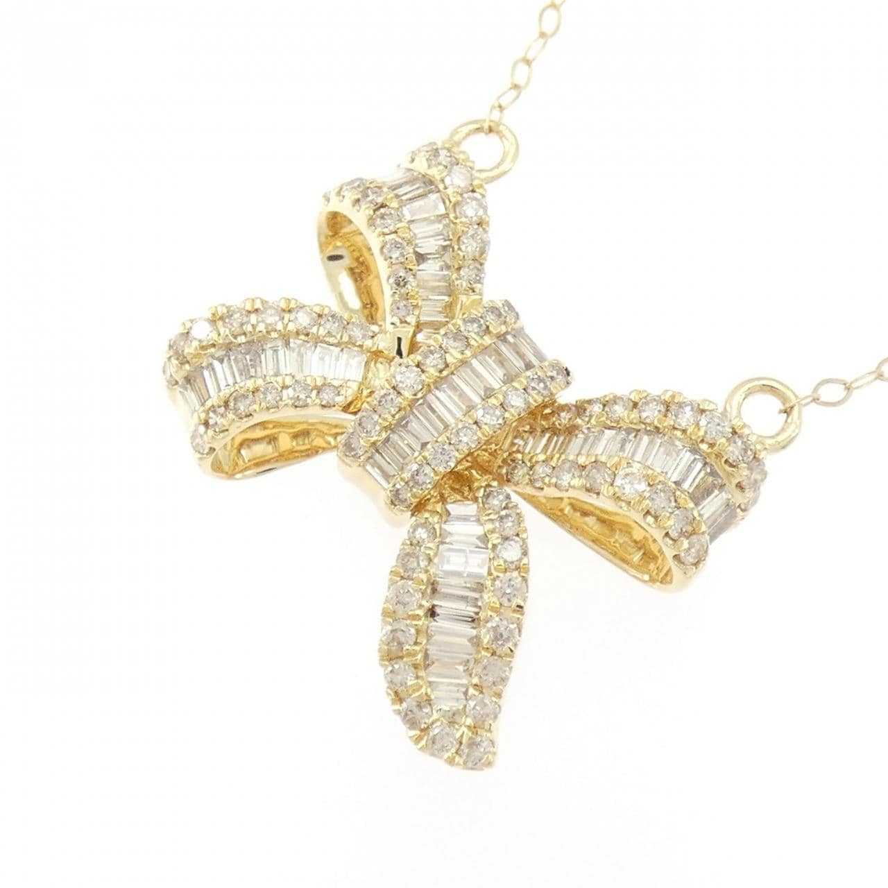 K18YG リボン ダイヤモンド ネックレス 1.00CT