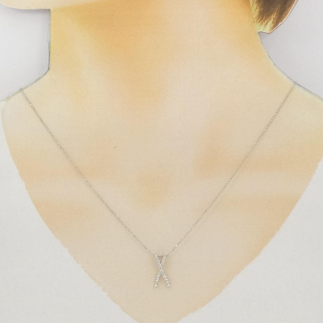 PT950/PT850 クロス ダイヤモンド ネックレス 0.20CT
