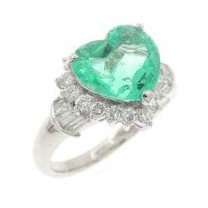 PT900 ハート エメラルド リング 2.32CT
