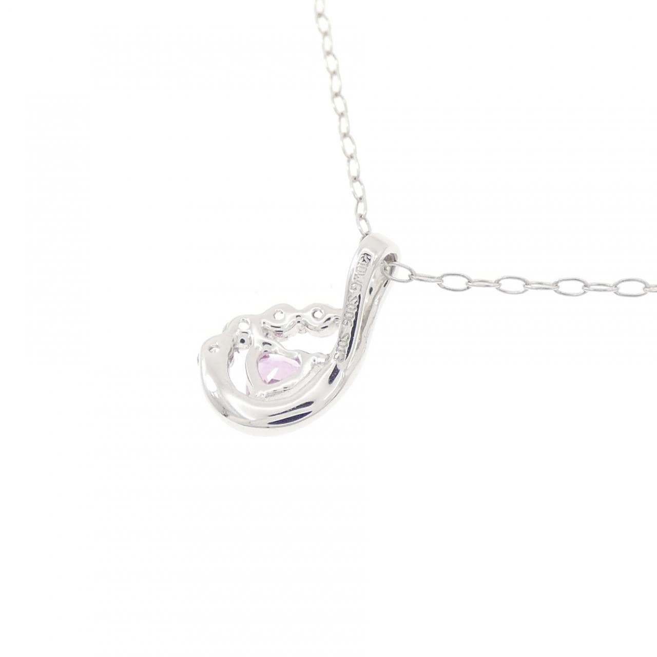K10WG ハート サファイヤ ネックレス 0.13CT