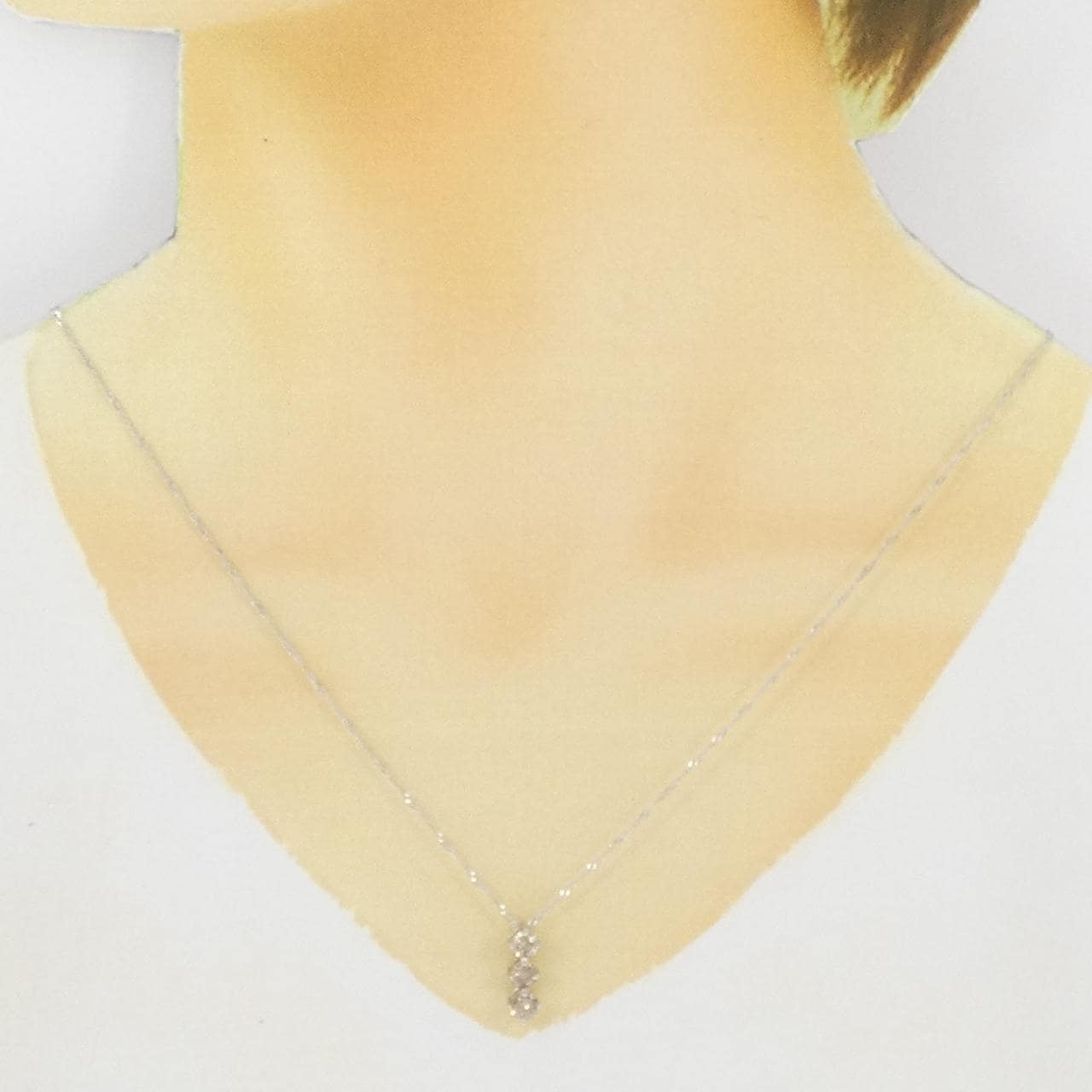 K18WG Three Stone Diamond Necklace 1.0CT