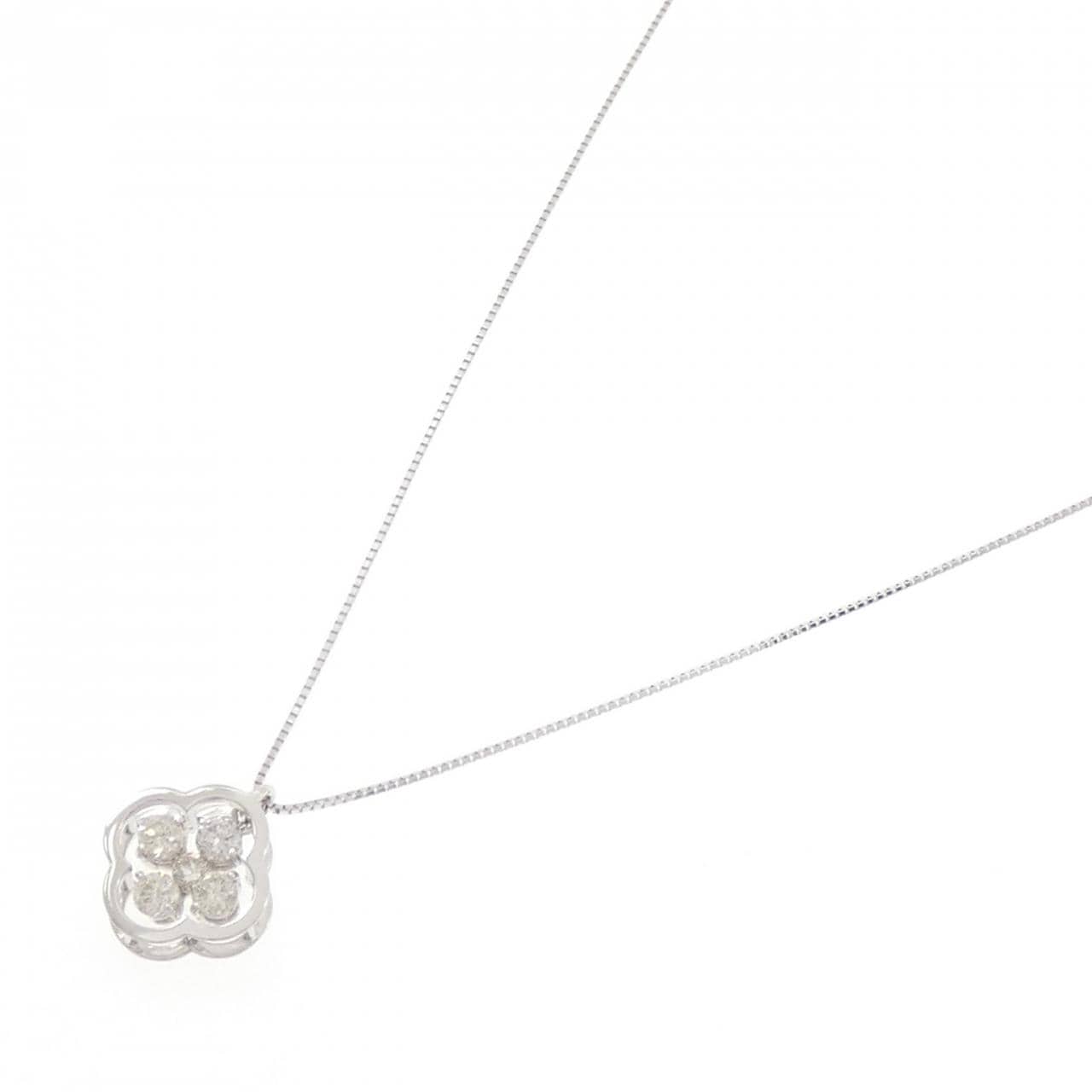K18WG フラワー ダイヤモンド ネックレス 0.50CT