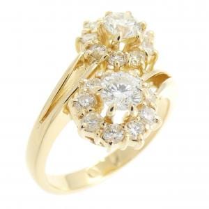 K18YG フラワー ダイヤモンド リング 1.05CT
