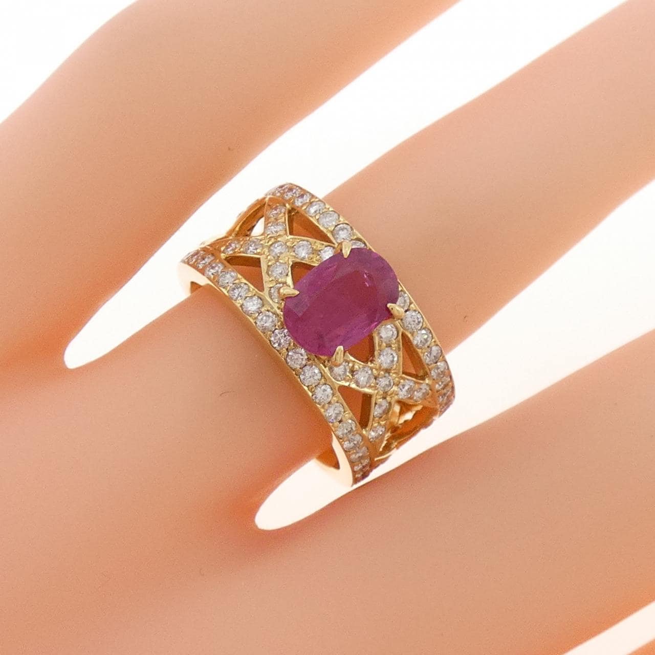 K18YG ルビー リング 1.35CT