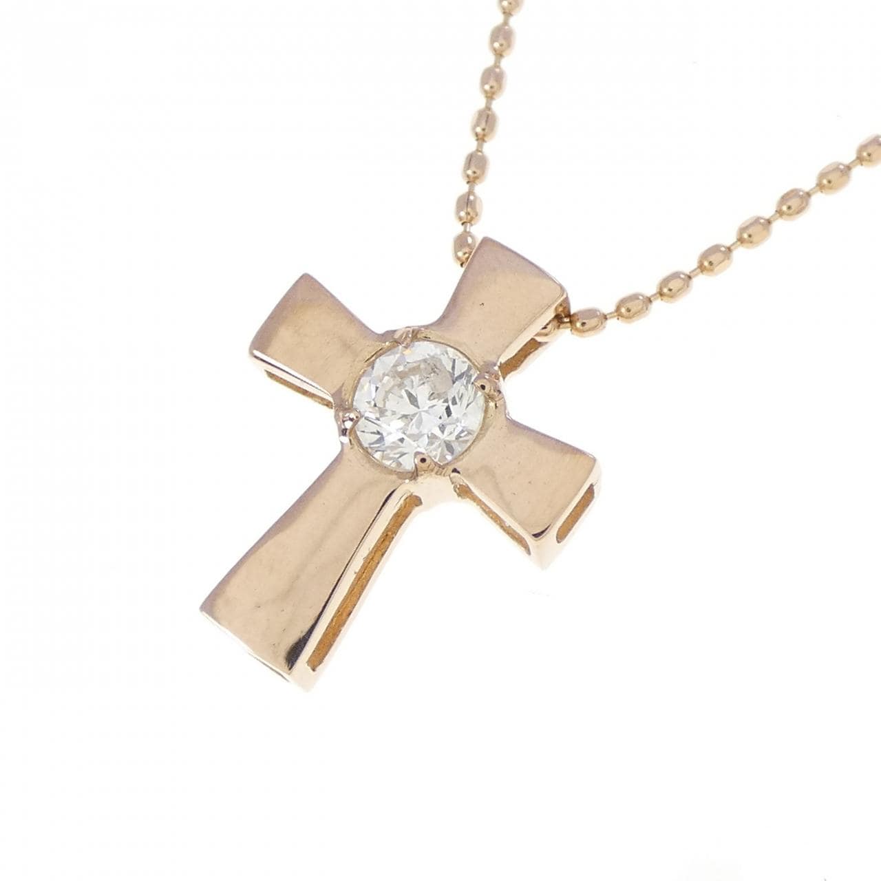 K18PG クロス ダイヤモンド ネックレス 0.15CT