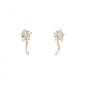 K18YG フラワー ダイヤモンド ピアス 0.38CT