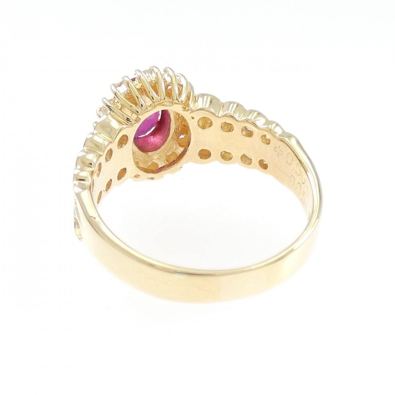 K18YG ルビー リング 0.66CT