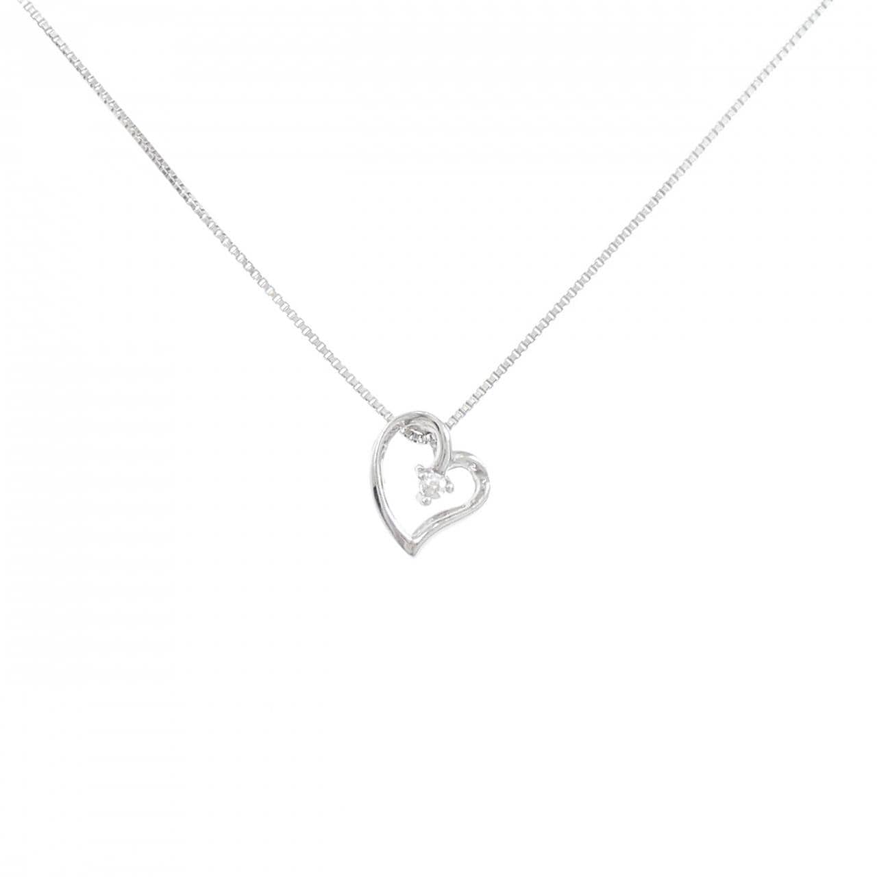 K18WG ハート ダイヤモンド ネックレス 0.01CT