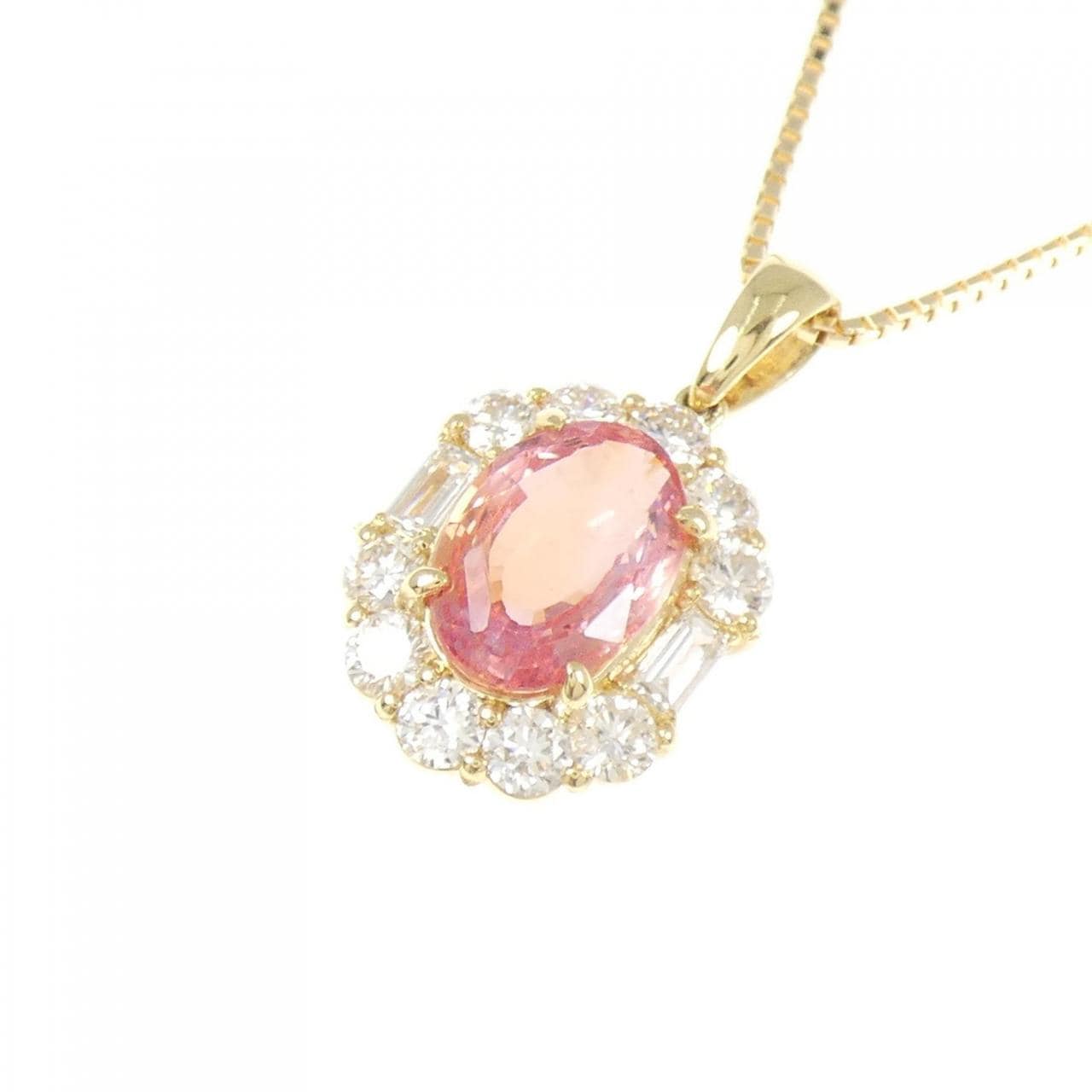 【リメイク】K18YG パパラチアサファイヤ ネックレス 2.88CT スリランカ産