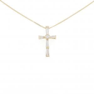 K18YG/750YG クロス ダイヤモンド ネックレス 0.10CT