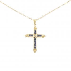 K18YG クロス サファイヤ ネックレス 0.65CT