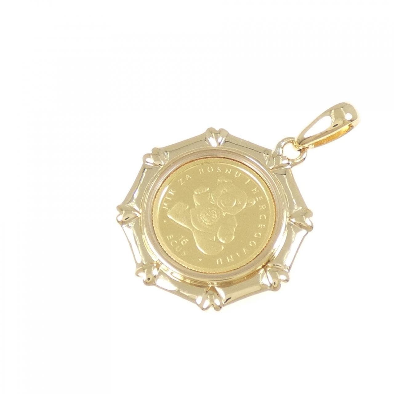 K18YG (框) 硬币吊坠