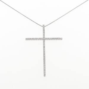 K18WG クロス ダイヤモンド ネックレス 1.00CT
