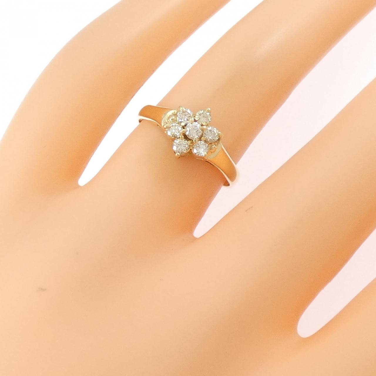K18YG フラワー ダイヤモンド リング 0.30CT