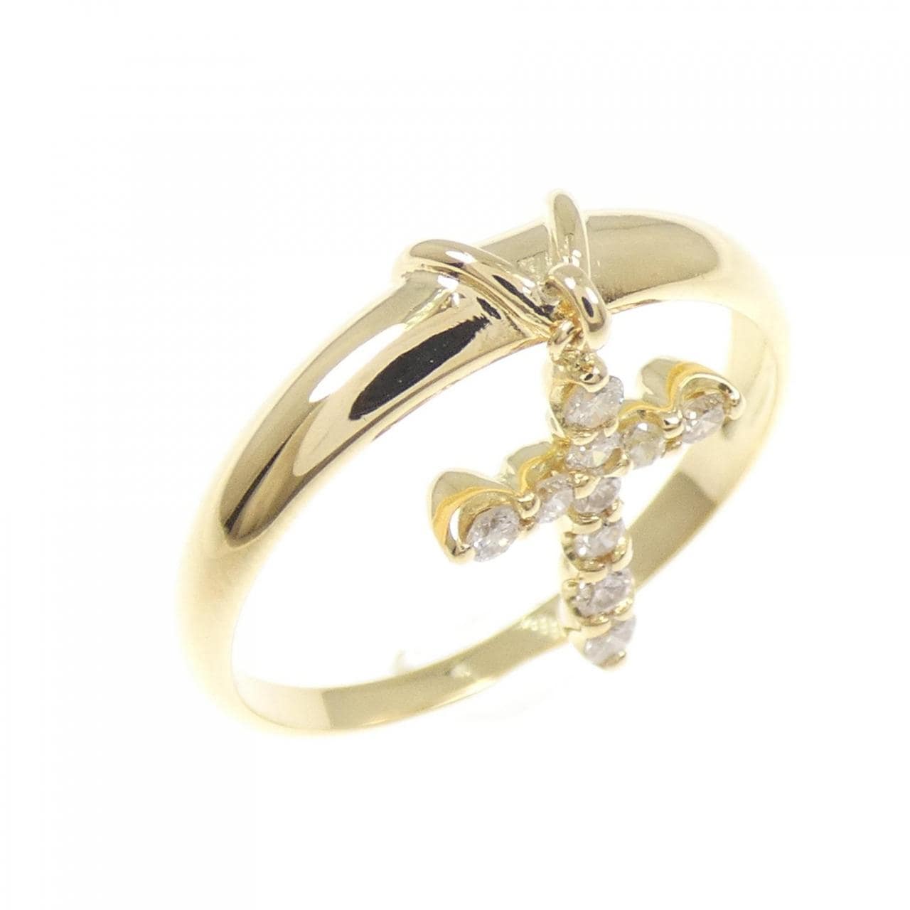 K18YG クロス ダイヤモンド リング 0.15CT