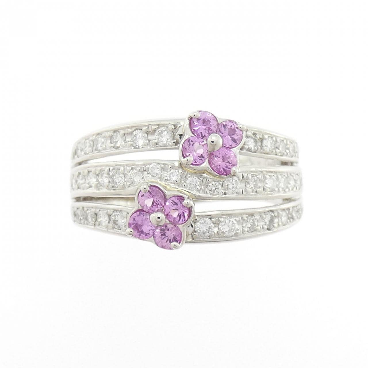 PT900 Flower Sapphire Ring 0.30CT