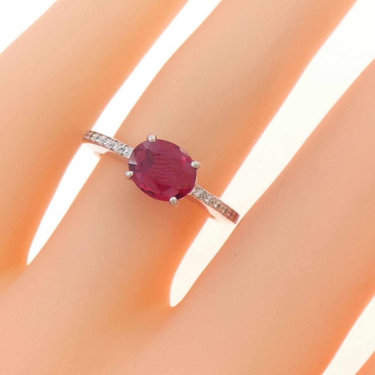 K18WG ルビー リング 0.68CT