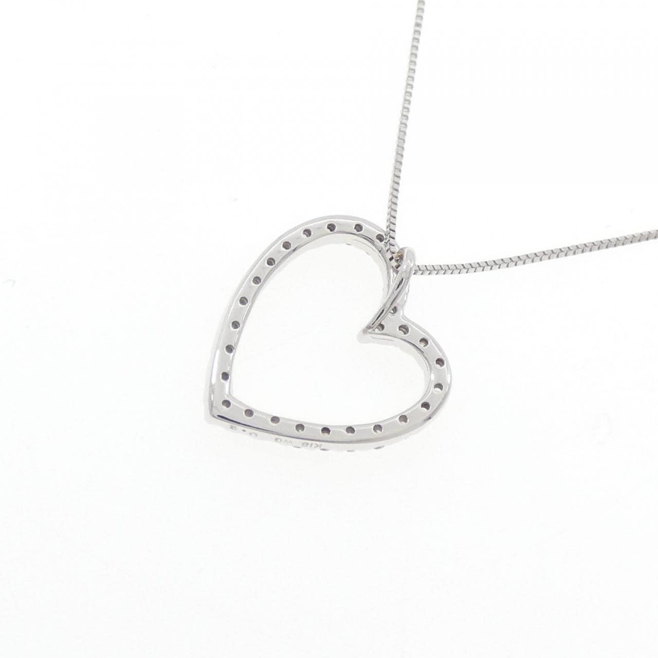 K18WG/750WG ハート ダイヤモンド ネックレス 0.2CT