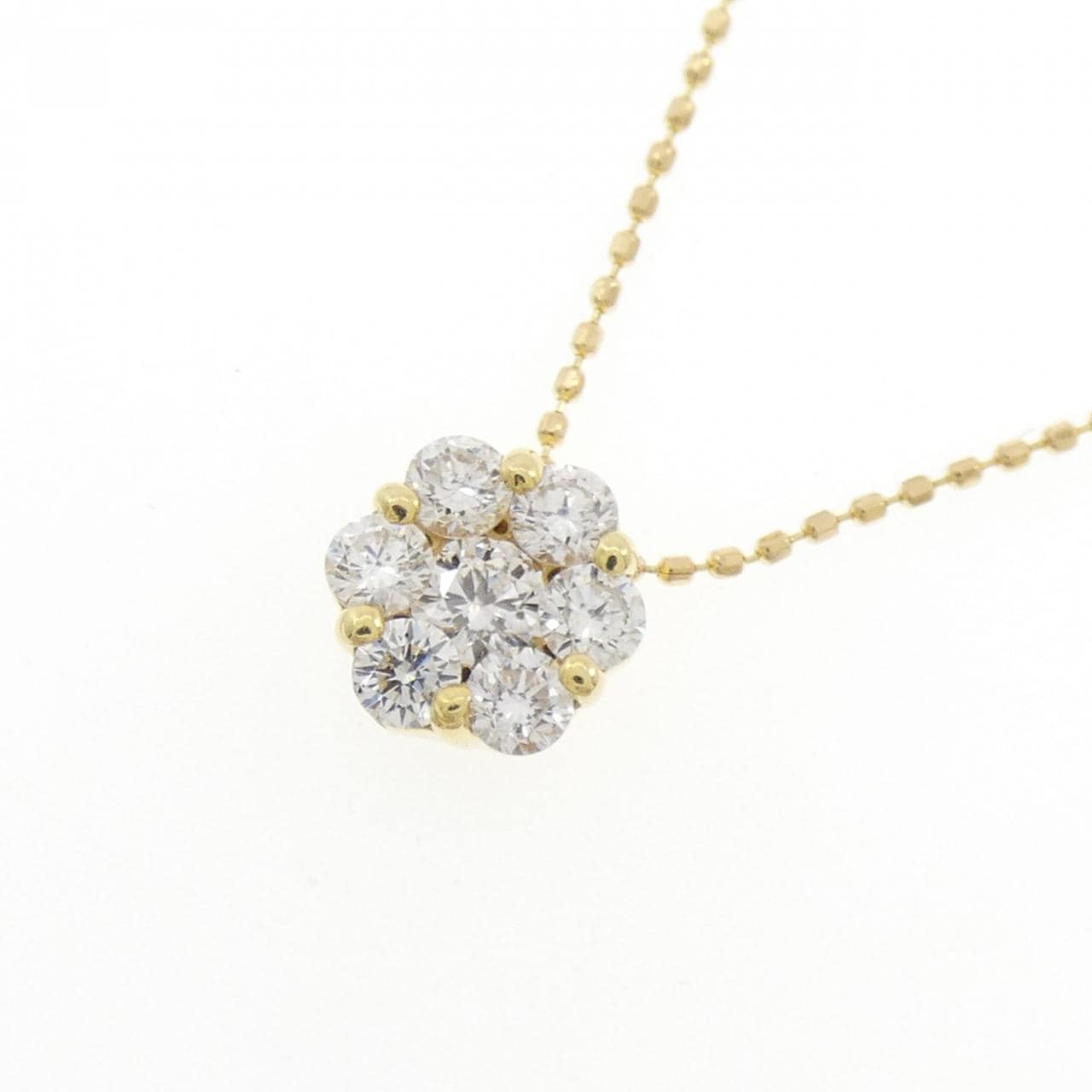 K18YG フラワー ダイヤモンド ネックレス 0.50CT