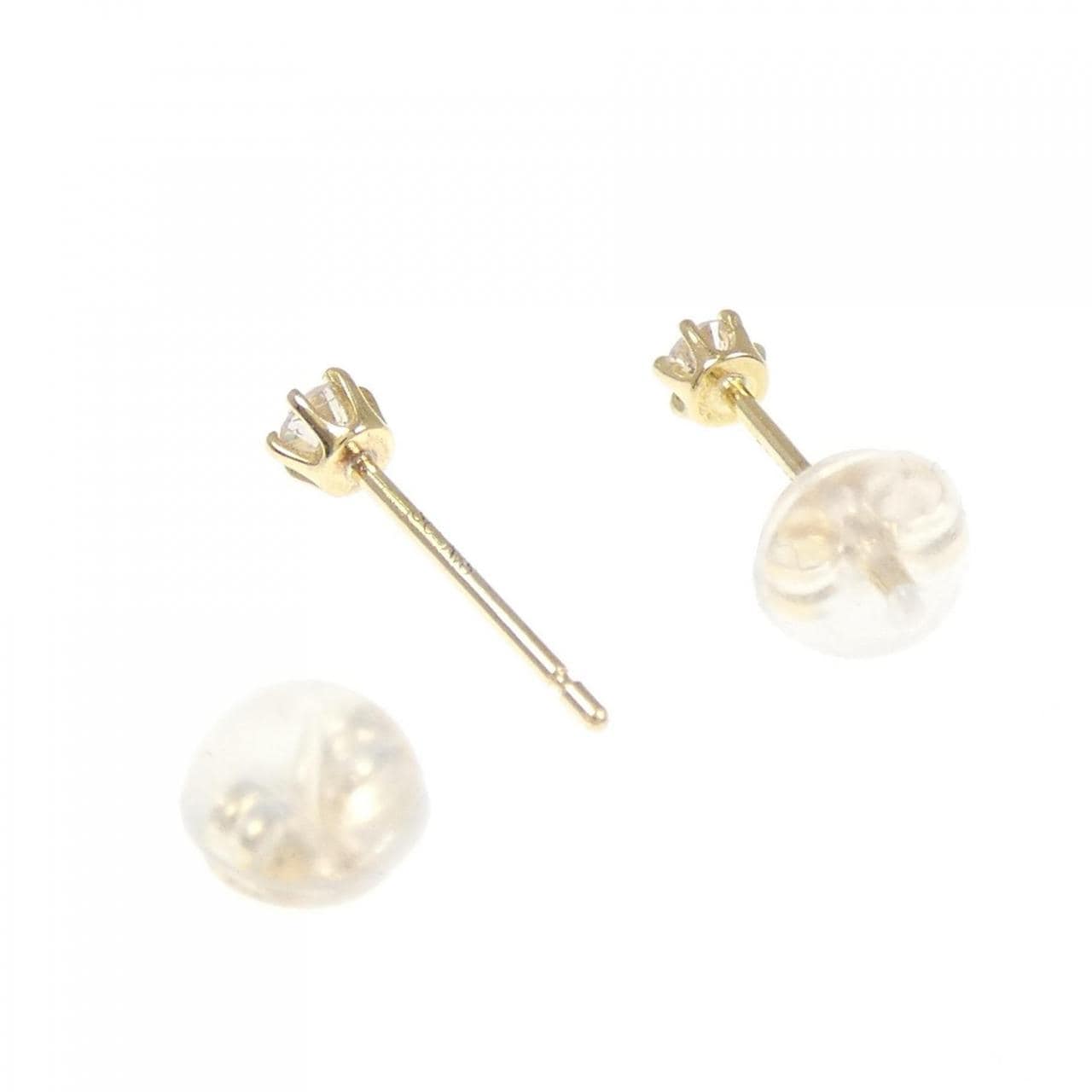 K18YG单钻鑽石耳環