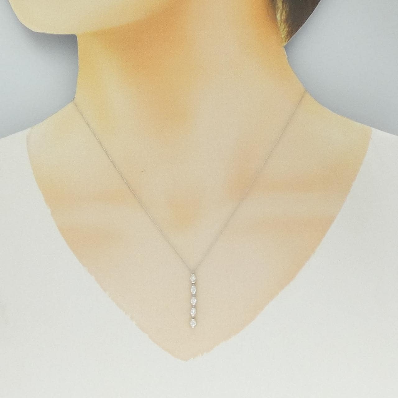 K18WG ダイヤモンド ネックレス 0.35CT