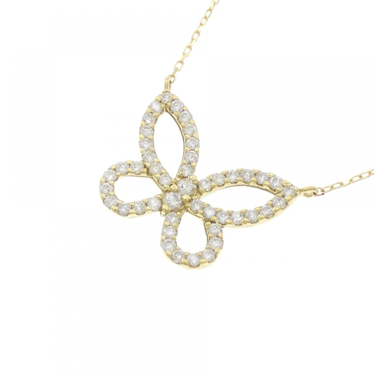 K18YG バタフライ ダイヤモンド ネックレス 0.50CT