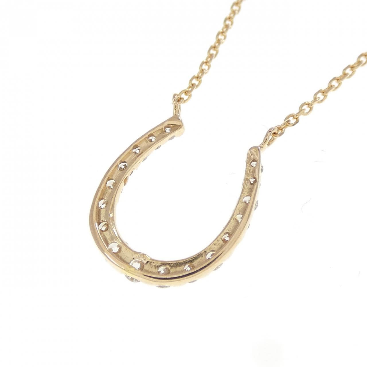 K18PG ホースシュー ダイヤモンド ネックレス 0.20CT