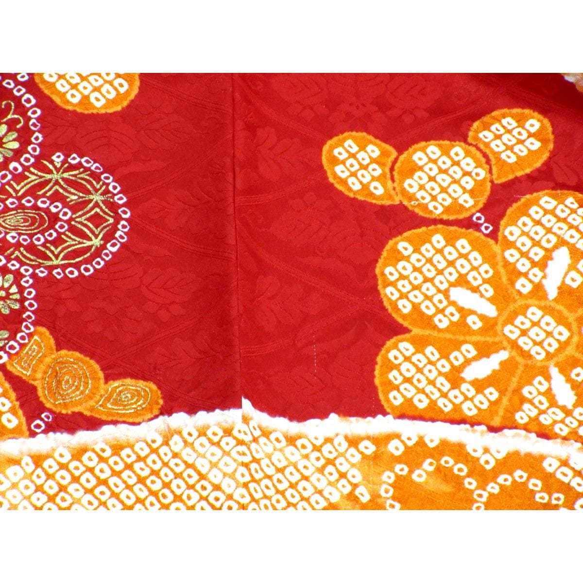 振袖　友禅金彩加工　刺繍入り絞り加工