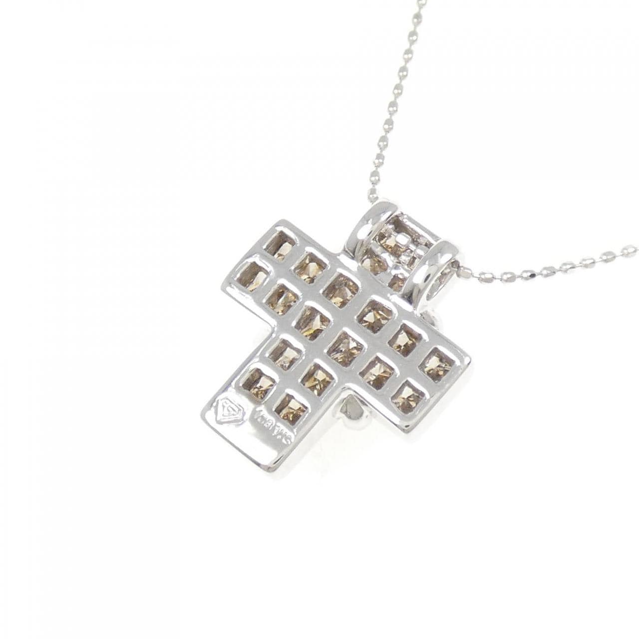 K18WG クロス ダイヤモンド ネックレス