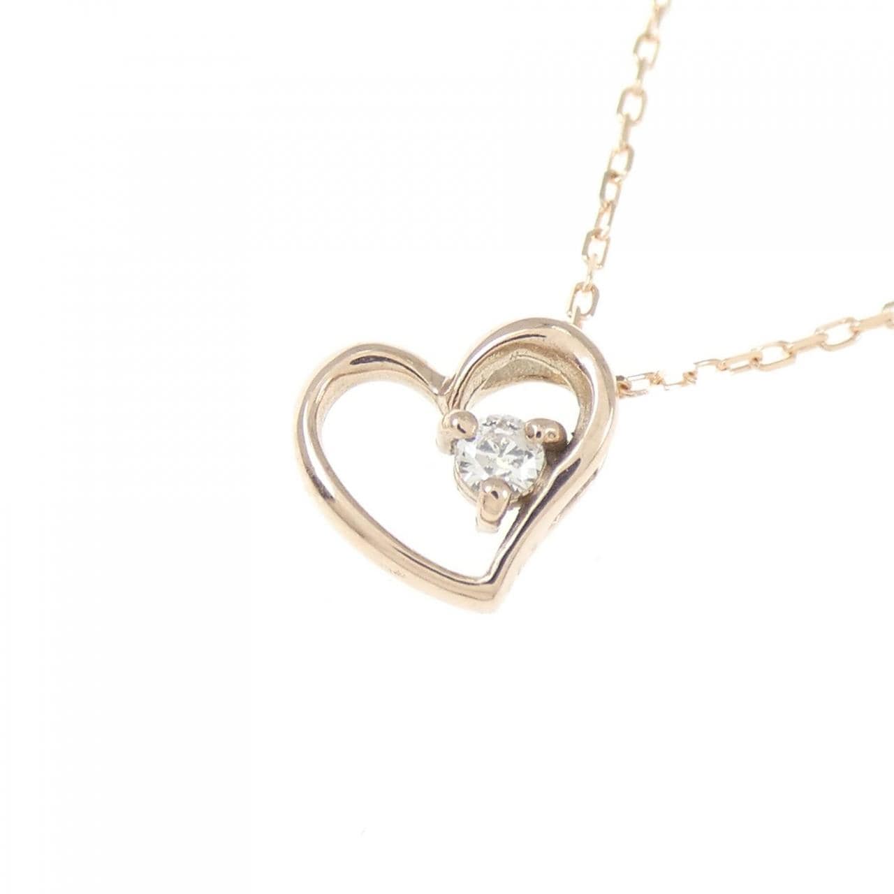 K10PG ハート ダイヤモンド ネックレス 0.03CT