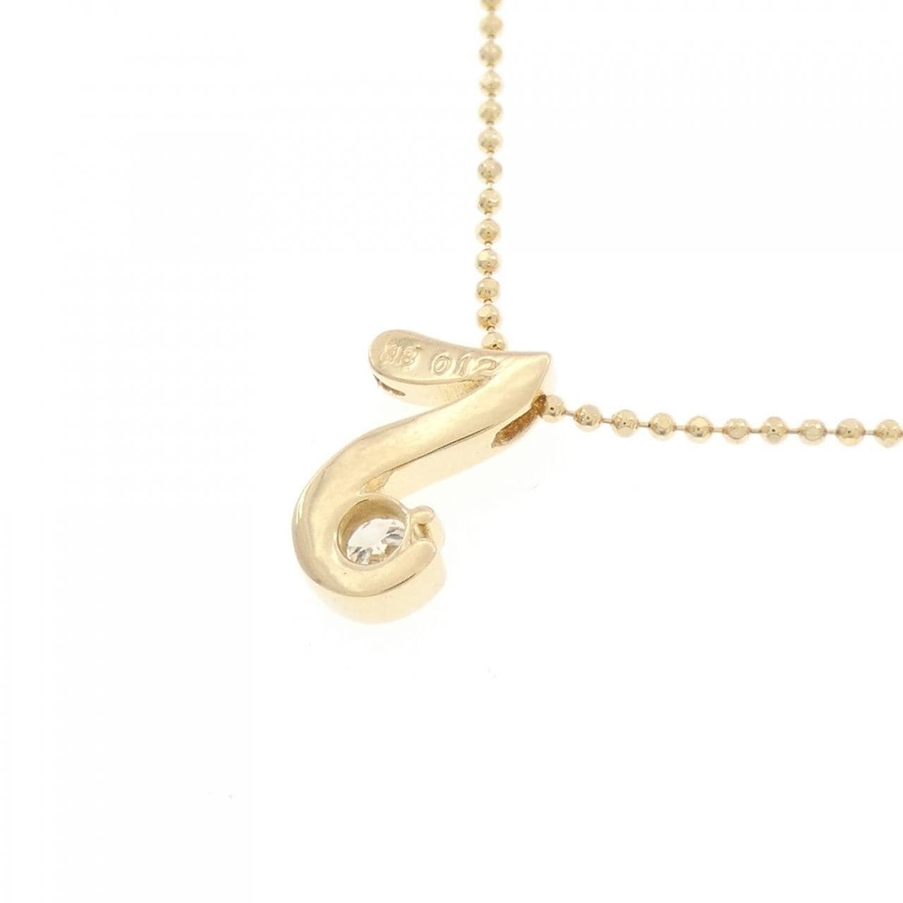 K18YG 音符 ダイヤモンド ネックレス 0.12CT