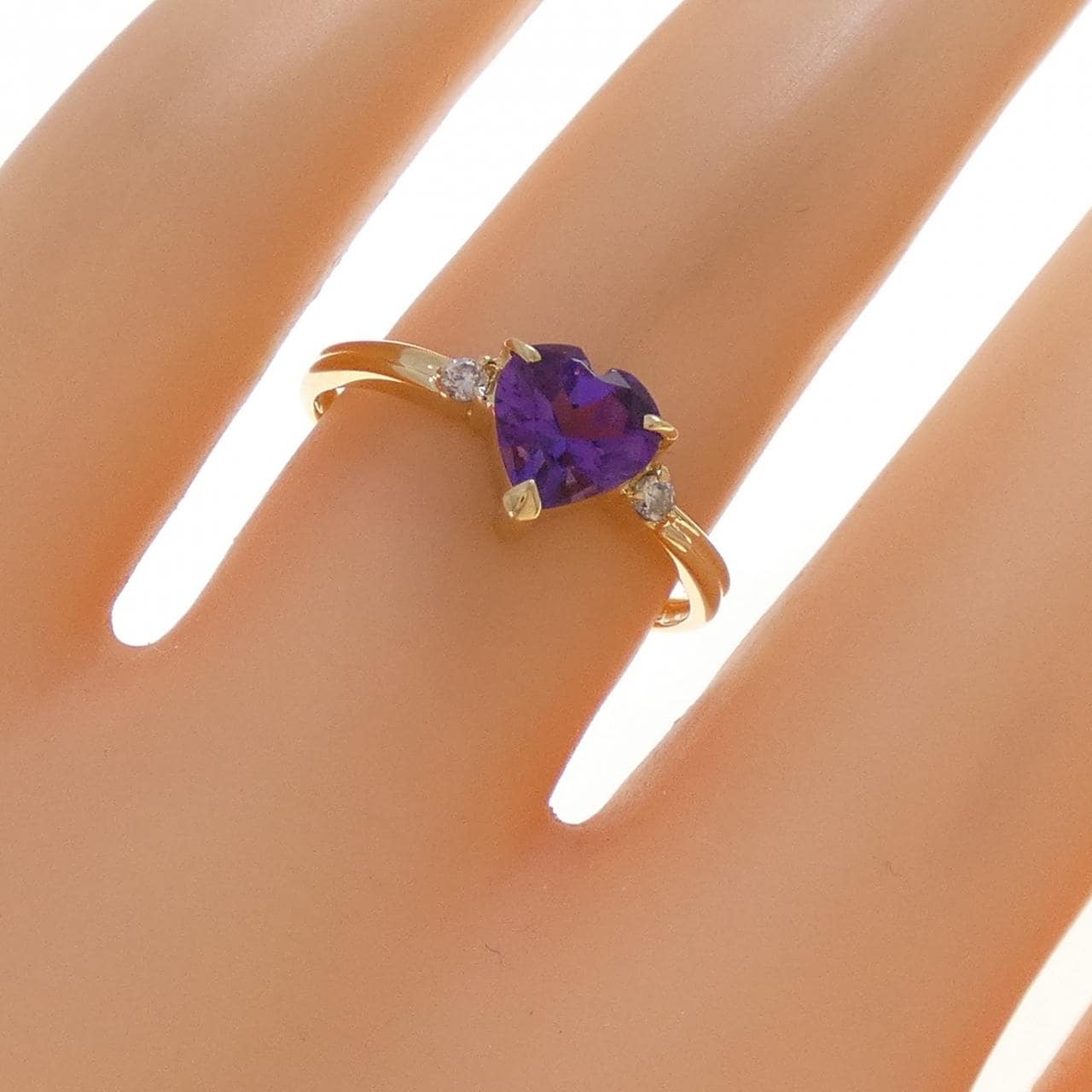 K18YG ハート アメジスト リング