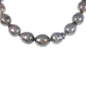 Silver clasp black butterfly pearl necklace 10-12mm