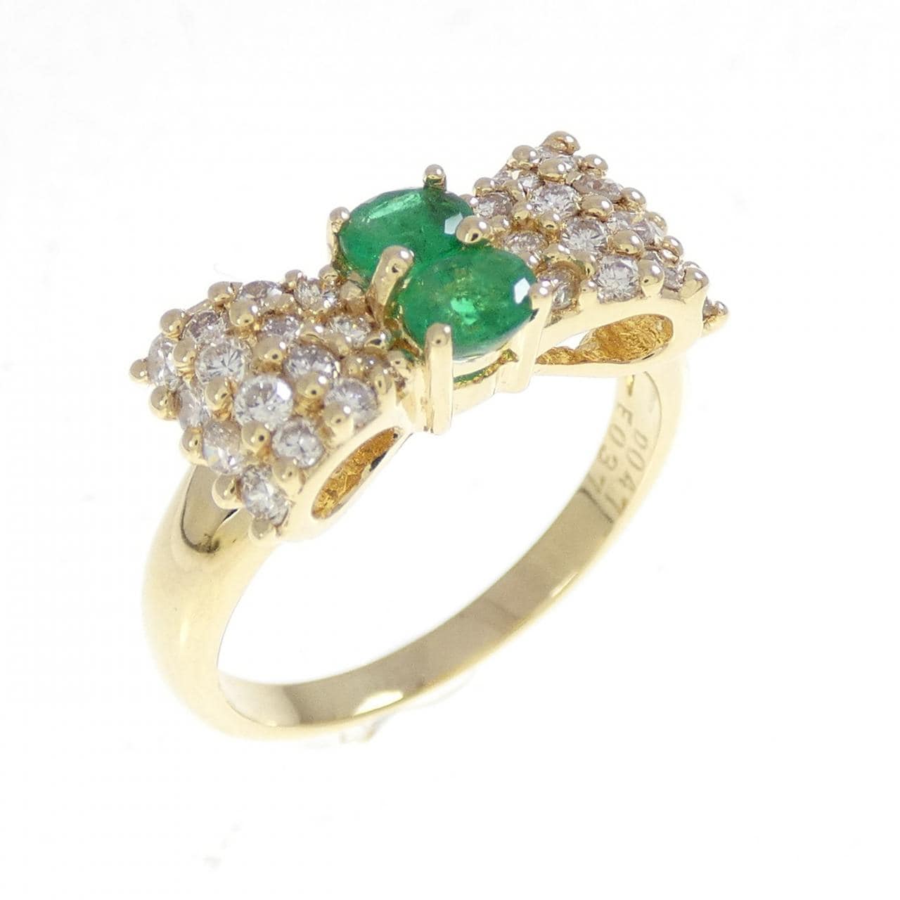 K18YG蝴蝶結翡翠戒指0.37CT