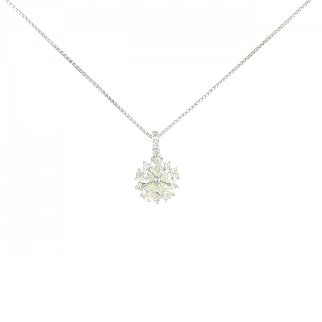 【新品】PT900/PT850 フラワー ダイヤモンド ネックレス 0.30CT