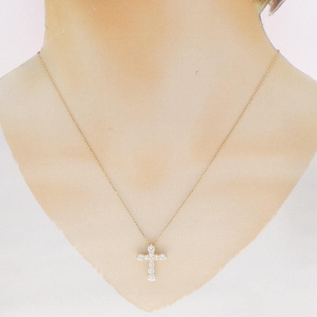 K18YG クロス ダイヤモンド ネックレス 1.00CT