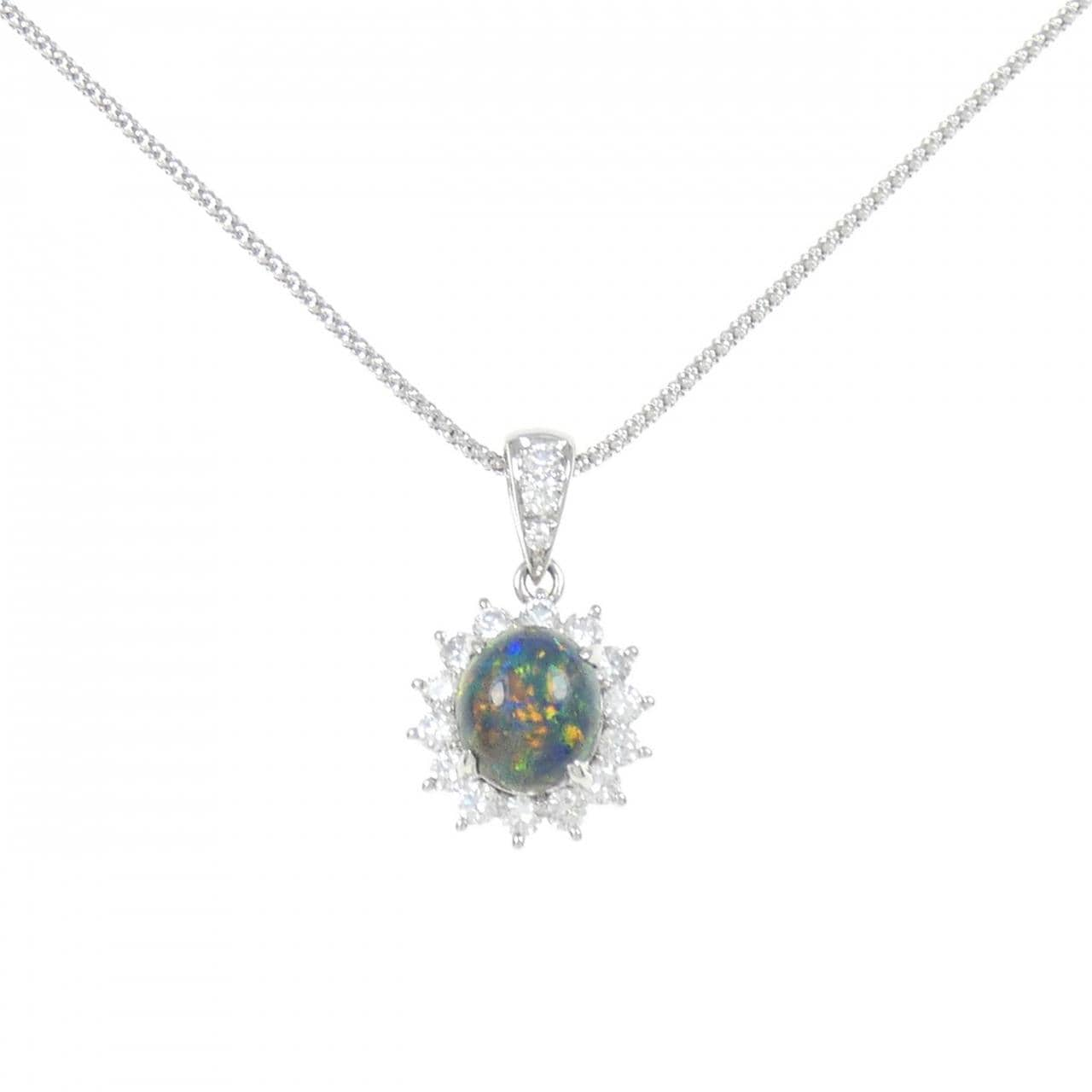 PT/K18WG Black OPAL Necklace 2.22CT