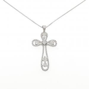 K18WG クロス ダイヤモンド ネックレス 2.00CT