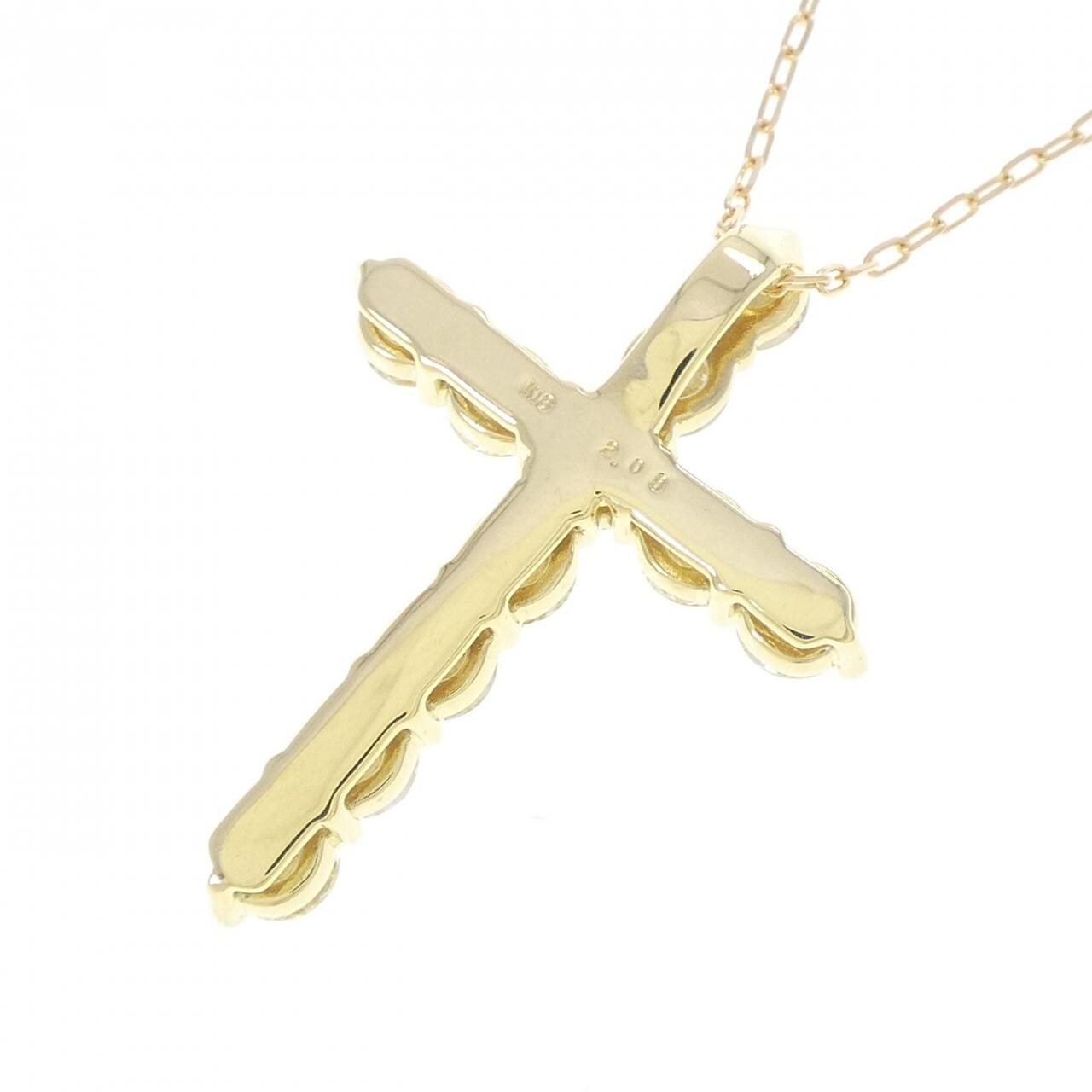 K18YG クロス ダイヤモンド ネックレス 2.08CT