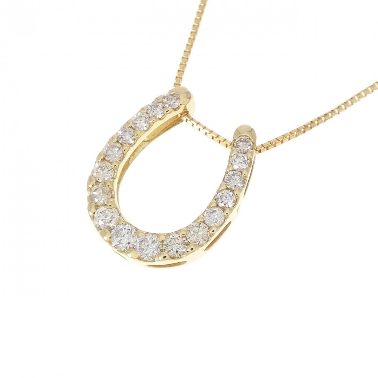 K18YG ホースシュー ダイヤモンド ネックレス 0.20CT