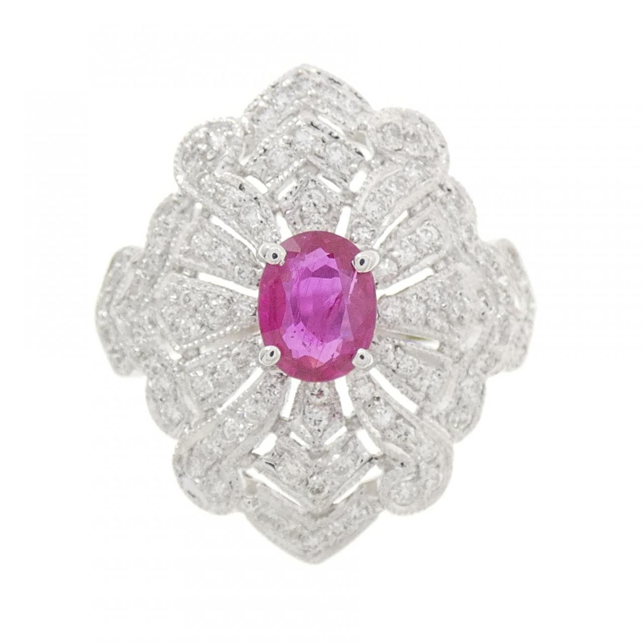 K18WG ルビー リング 0.75CT