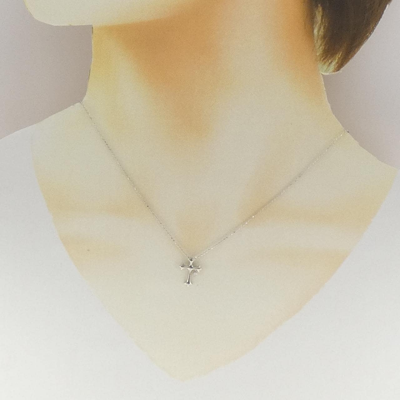 K18WG クロス ダイヤモンド ネックレス 0.02CT