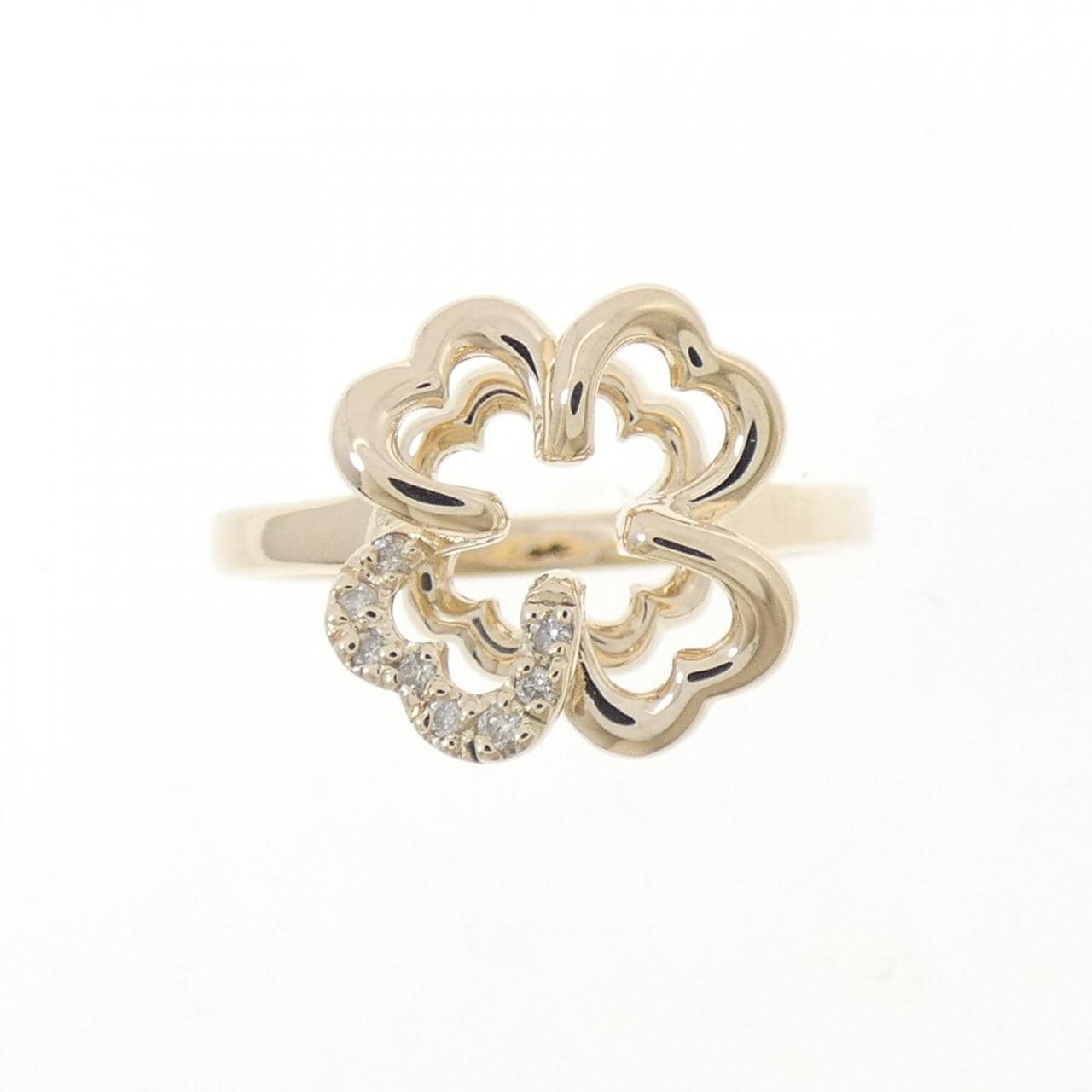 K10YG クローバー ダイヤモンド リング 0.04CT