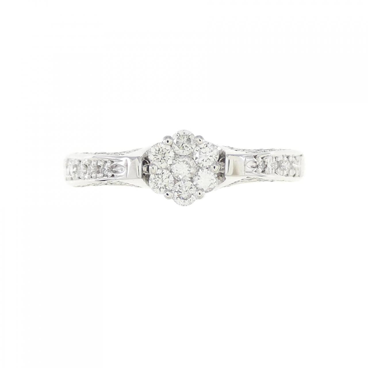 K18WG flower Diamond ring 0.40CT