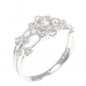 K18WG フラワー ダイヤモンド リング 0.30CT