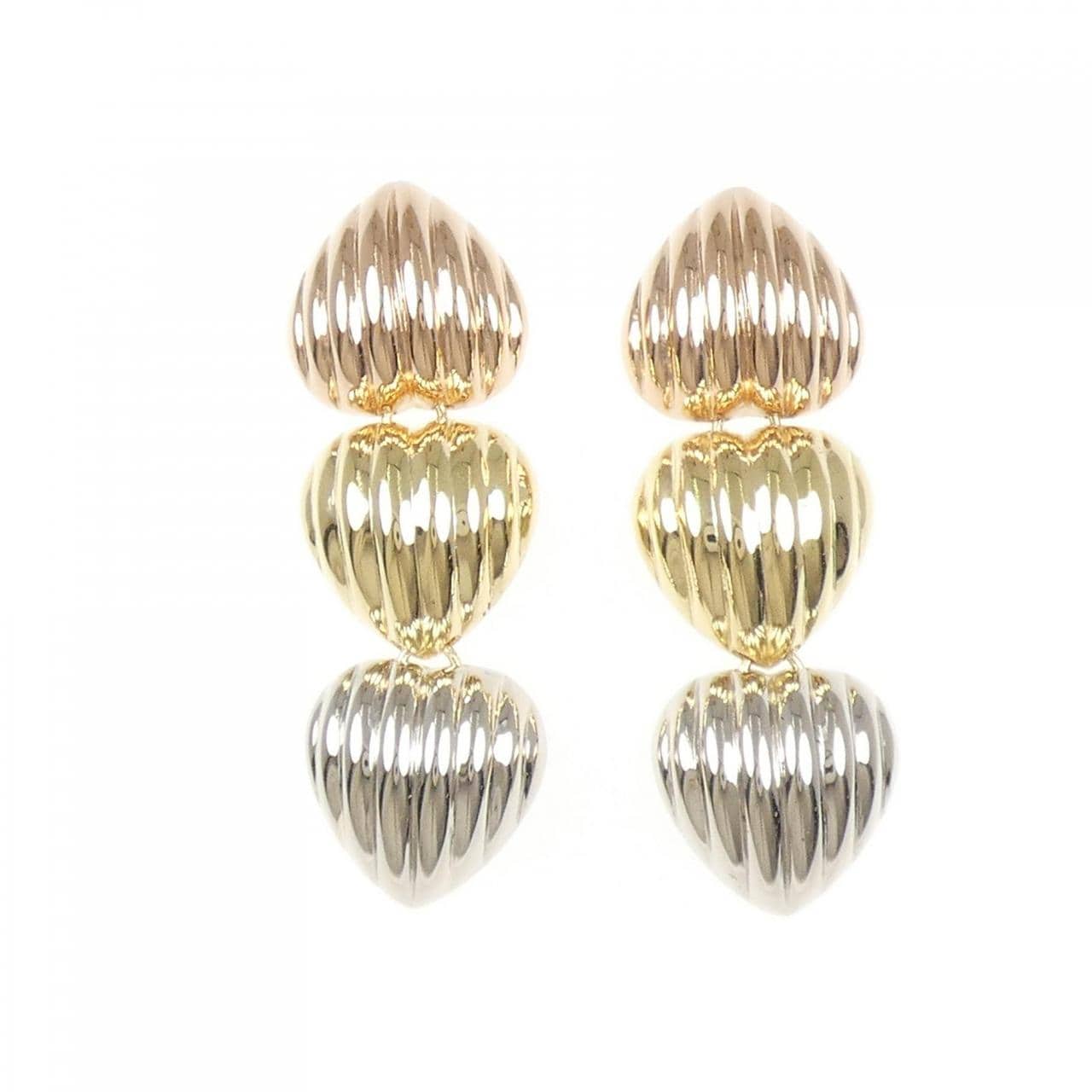 18KTスリーカラー/750 ハート ピアス
