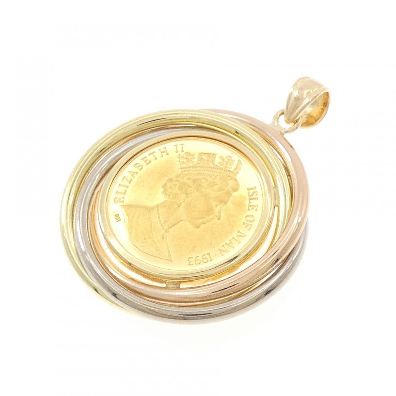 K18スリーカラー(枠) コイン ペンダント