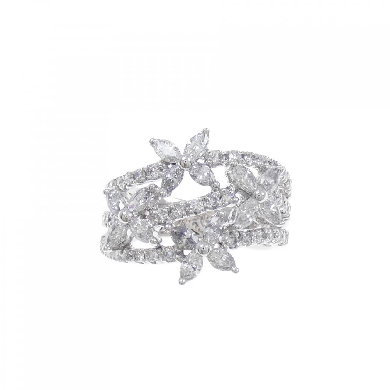 K18WG flower Diamond ring 0.95CT