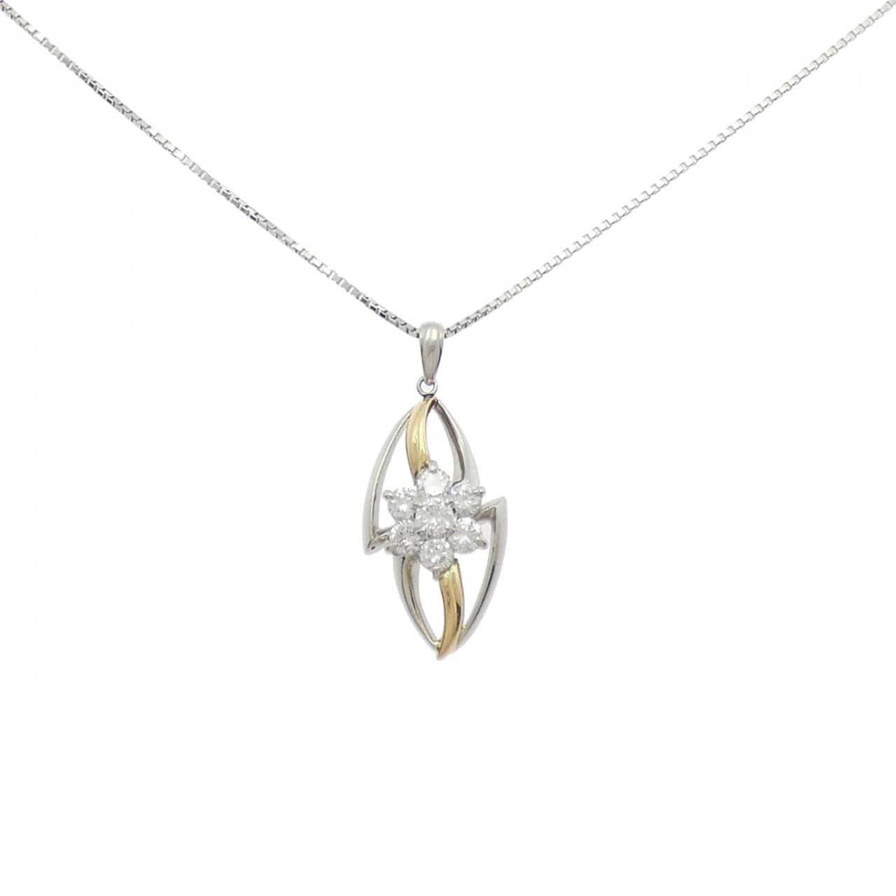 K18/PT/PT850 フラワー ダイヤモンド ネックレス 1.06CT