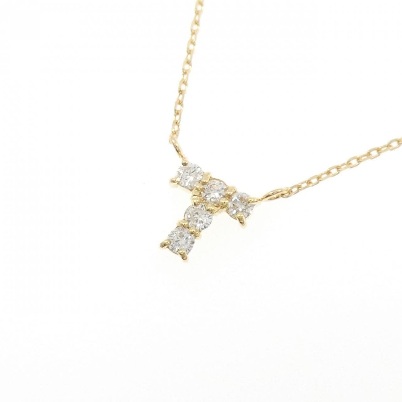 K18YG イニシャルT ダイヤモンド ネックレス 0.16CT